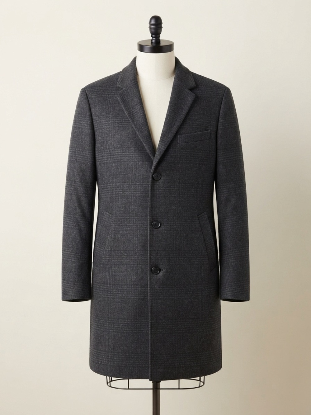 Old Navy Men's Dark Charcoal Three-Button Overcoat Blazer